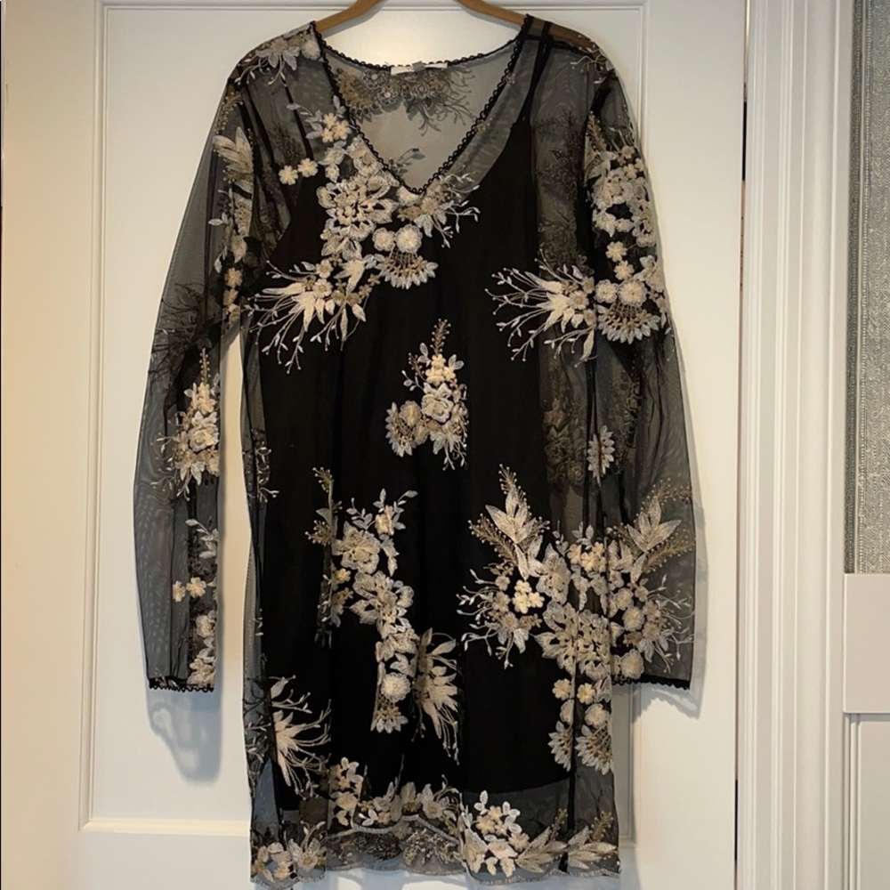 Wayf embroidered dress with slip